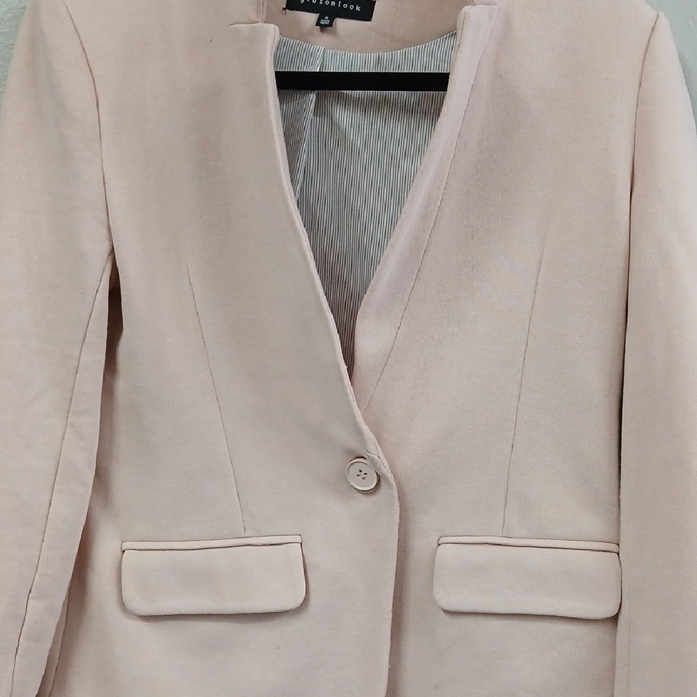 Gibson Look Pearl Blush Pink Single Button Notch Collar Blazer Size SM - Picture 2 of 9